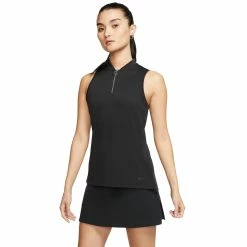 Nike Golf Nike Dri-FIT Zip Womens Sleeveless Golf Polo -Golf Clubs Sales Shop 13301 010BLACK