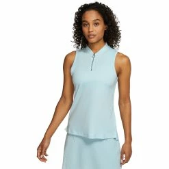 Nike Golf Nike Dri-FIT Zip Womens Sleeveless Golf Polo -Golf Clubs Sales Shop 13301 449TOPAZMIST