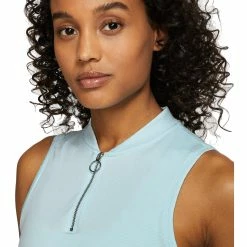 Nike Golf Nike Dri-FIT Zip Womens Sleeveless Golf Polo -Golf Clubs Sales Shop 13301 449TOPAZMIST 1