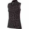 Nike Golf Nike Dri-FIT Fairway Printed Womens Sleeveless Golf Polo -Golf Clubs Sales Shop 13302 010BLACK