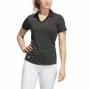 Adidas Golf Adidas Ultimate365 Space-Dyed Striped Womens Golf Polo -Golf Clubs Sales Shop 18767 BLACK