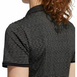 Adidas Golf Adidas Ultimate365 Space-Dyed Striped Womens Golf Polo -Golf Clubs Sales Shop 18767 BLACK 2