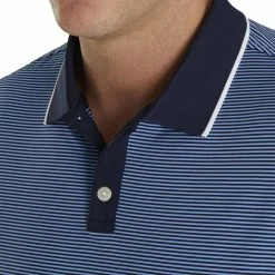 FootJoy Lisle Ministripe Knit Collar Navy Mens Golf Polo -Golf Clubs Sales Shop 20224 NAVYLAGOON 2 5456e740 2956 4e82 b3f3 e0873ae4f437