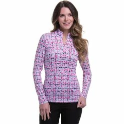 EP NY EP New York Floral Print White Mock Womens Golf 1/4 Zip