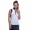EP NY EP New York Mandarin Collar White Multi Womens Sleeveless Golf Polo -Golf Clubs Sales Shop 21507 WHITEMULTI113