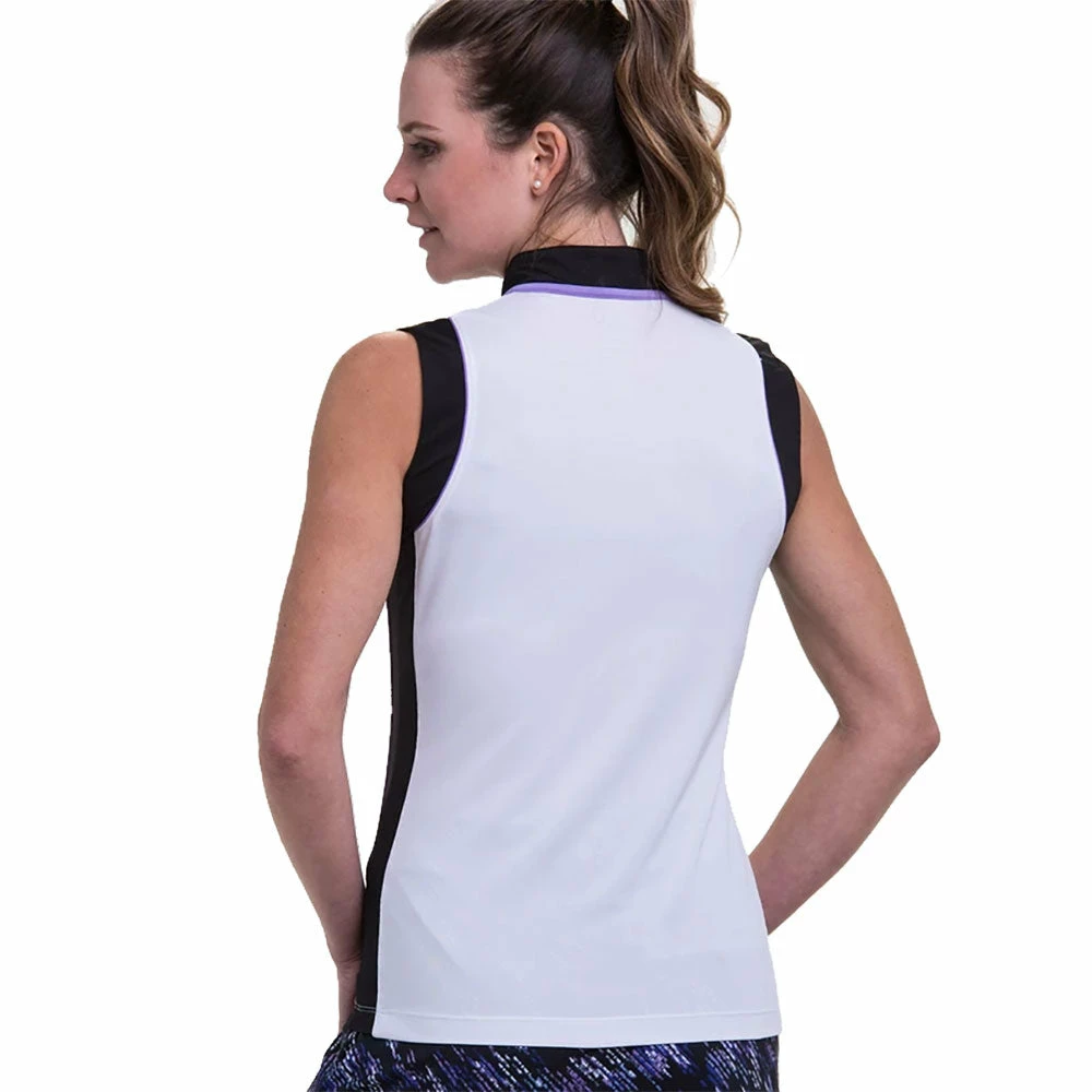 EP NY EP New York Mandarin Collar White Multi Womens Sleeveless Golf Polo 4 EP NY EP New York Mandarin Collar White Multi Womens Sleeveless Golf Polo - Image 2