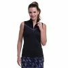 EP NY EP New York Mock Zip Black Multi Womens Sleeveless Golf Polo -Golf Clubs Sales Shop 21508 BLACKMULTI003