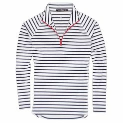 Polo Ralph Lauren RLX Ralph Lauren Printed UV Protection French Navy Strtipe Womens Golf 1/4 Zip