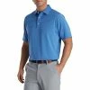 FootJoy Stretch Lisle Pinstripe French Blue Mens Golf Polo -Golf Clubs Sales Shop 21656 FRBLUHPNKWT