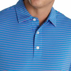 FootJoy Stretch Lisle Pinstripe French Blue Mens Golf Polo -Golf Clubs Sales Shop 21656 FRBLUHPNKWT 2