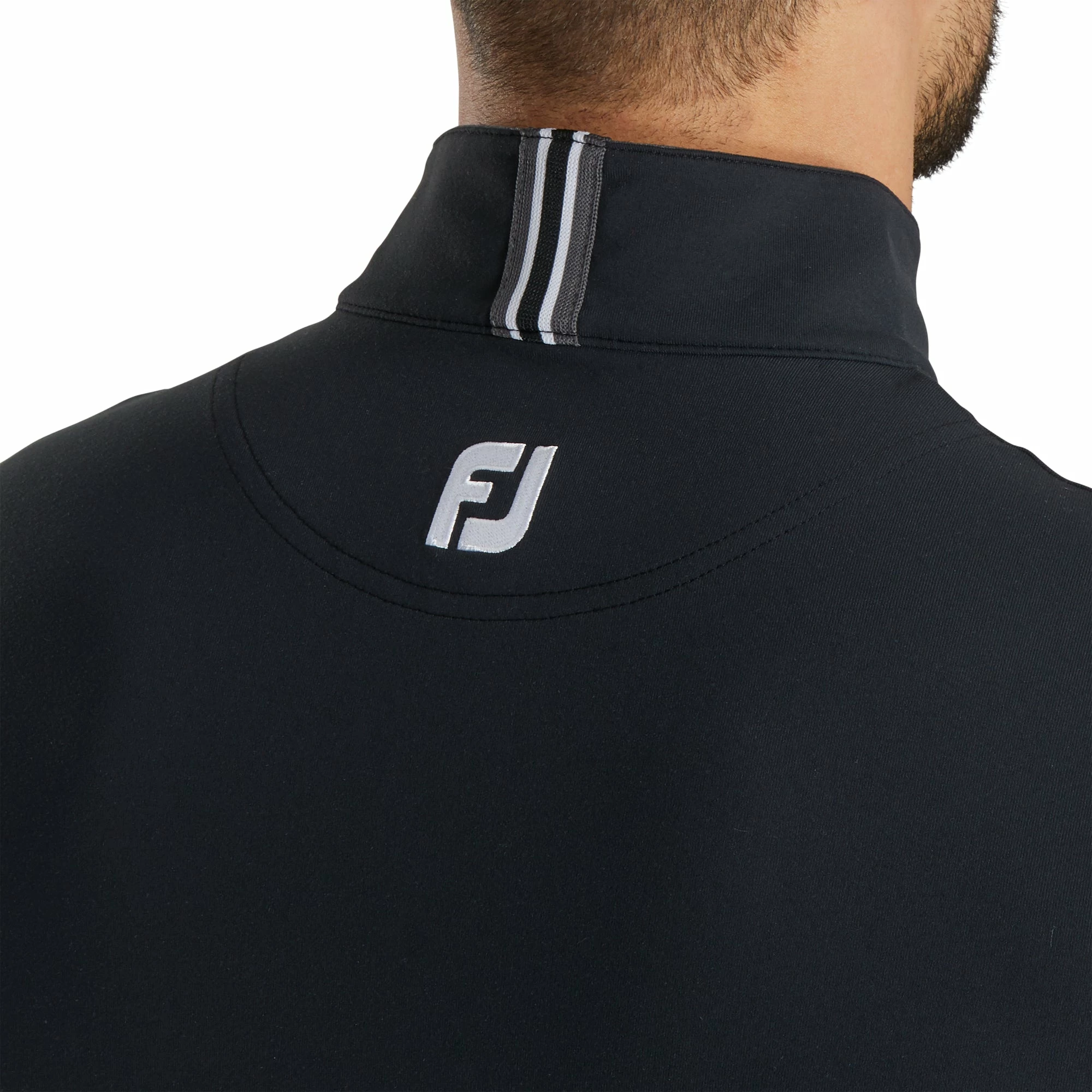 FootJoy Stretch Jersey Black Mens Golf 1/4 Zip 5 FootJoy Stretch Jersey Black Mens Golf 1/4 Zip - Image 3