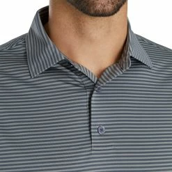 FootJoy Lisle Feeder Stripe Mens Golf Polo 2021 -Golf Clubs Sales Shop 22717 GREYSMOKE 2
