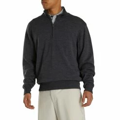 FootJoy Foot Joy Lined Performance Merino Heather Charcoal Men Golf Sweater