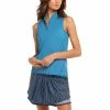 Lucky In Love Oceana Aegean Blue Womens Sleeveless Golf Polo -Golf Clubs Sales Shop 23654 AEGEANBLUE471