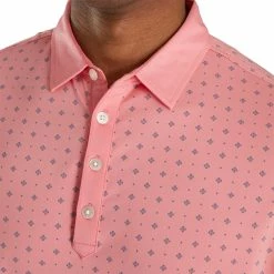 FootJoy Athletic Fit Deco Print Coral Mens Golf Polo -Golf Clubs Sales Shop 24684 CORALPNKSLATE 2