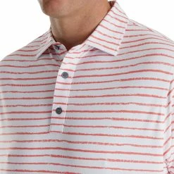 FootJoy Chalk Line Print Stretch White Mens Golf Polo -Golf Clubs Sales Shop 24743 WHITECORAL 2