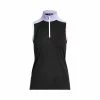 Polo Ralph Lauren RLX Ralph Lauren Tri-Colored Airtech Pique Blk Multi Womens Sleeveless Golf Polo -Golf Clubs Sales Shop 24993 POLOBLKMULTI