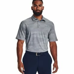 Under Armour Playoff 2.0 Jacquard Mens Golf Polo -Golf Clubs Sales Shop 26228 STEELWHITE035