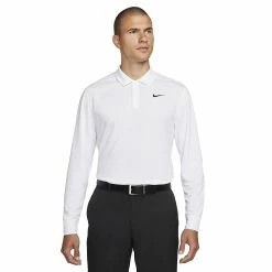Nike Golf Nike Dri-Fit Victory Mens Long Sleeve Golf Polo -Golf Clubs Sales Shop 26309 WHITE100