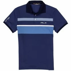 Polo Ralph Lauren RLX Ralph Lauren Performance Pique French Navy Variegated Stripes Mens Golf Polo
