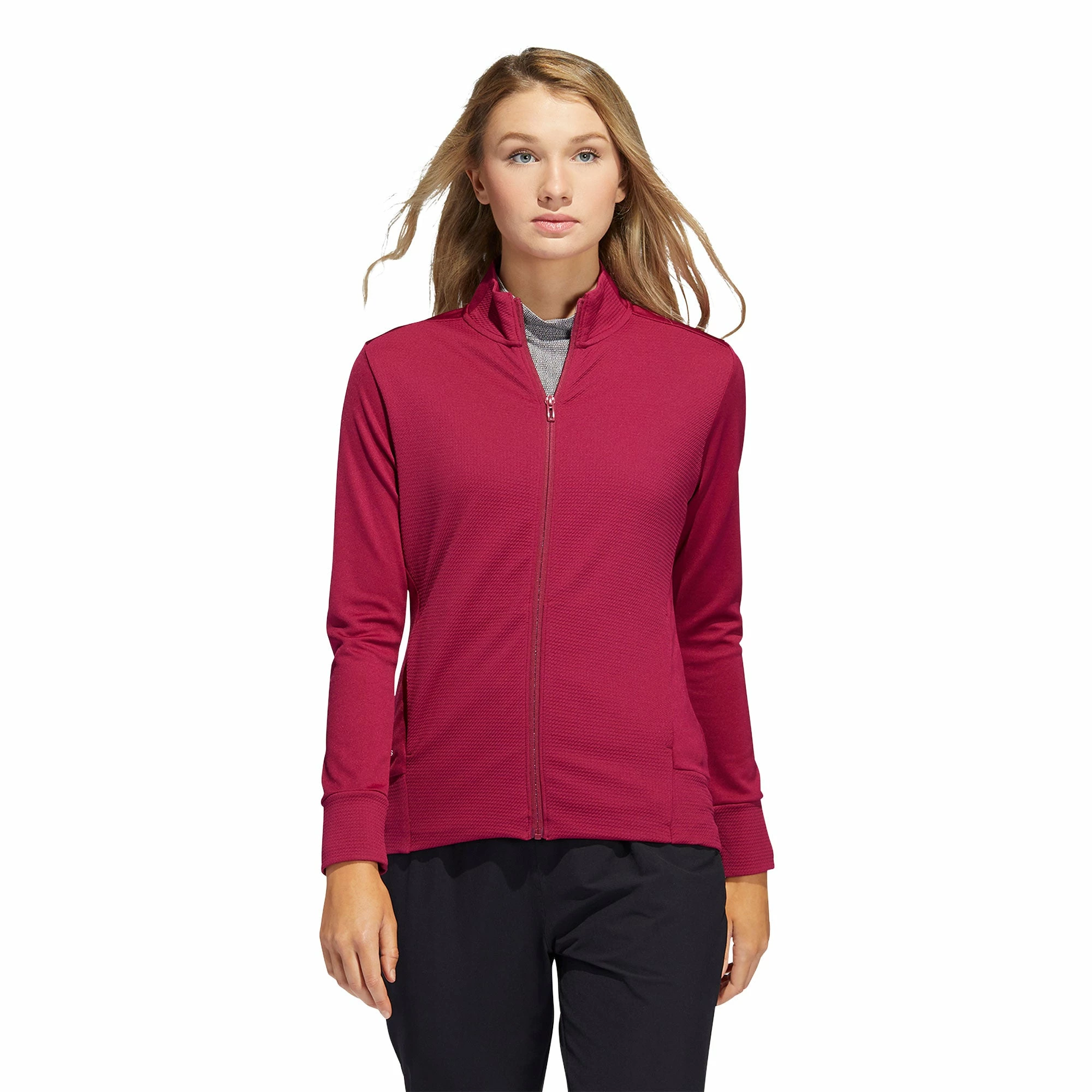 Adidas Golf Adidas Textured Legacy Burgundy Womens Golf Jacket 3 Adidas Golf Adidas Textured Legacy Burgundy Womens Golf Jacket