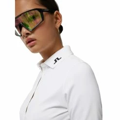 J.Lindeberg J. Lindeberg Tour Tech White Womens Long Sleeve Golf Polo -Golf Clubs Sales Shop 30925 WHITE0000 2