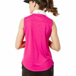 Belyn Key Piped Contrast Raspberry Womens Sleeveless Golf Polo -Golf Clubs Sales Shop TSL0503 RSB 2